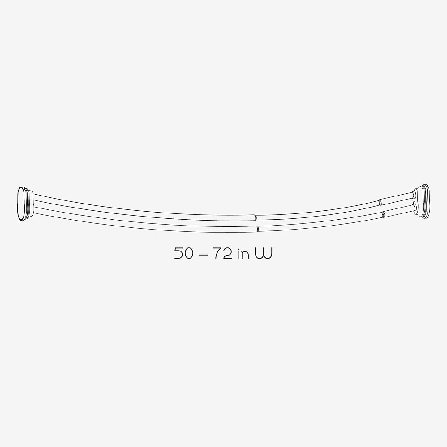 Zenna Home Rustproof Double Curved Shower Curtain Rod, No Drill Adjustable Curved Tension Shower Curtain Rod for Bathroom, Easy Install, Rounded for Extra Room, 50 to 72 Inches, Satin Nickel