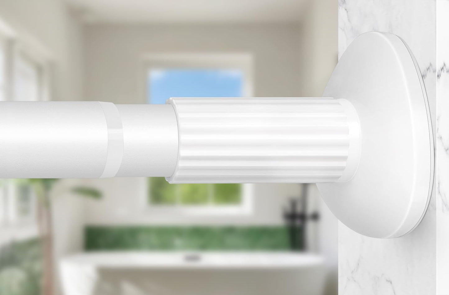 Tension Curtain Rod 51-126 Inch, Long Curtain Rod No Drilling for Window or Bathroom, Outdoor Curtain Rods for Patio Tension Rods, Easy to Install, Never Rust, Rod Diameter 1.26 Inches - Black