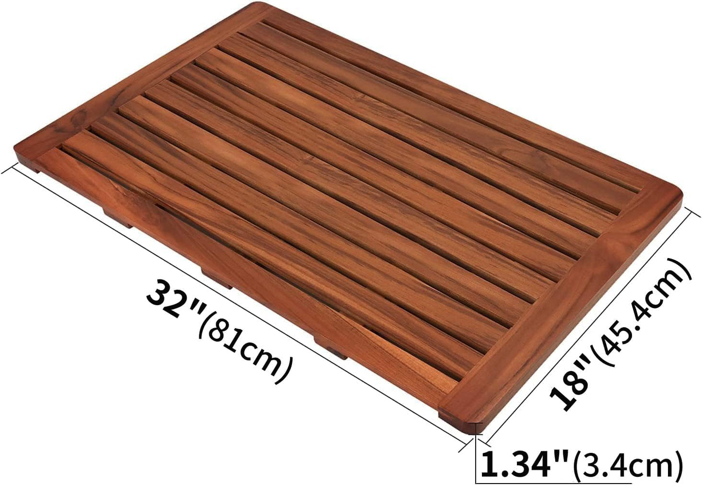 Utoplike (32"x18") Teak Wood Bath Mat, Shower Mat for Bathroom, Wooden Floor Mat Large for Spa Home or Outdoor