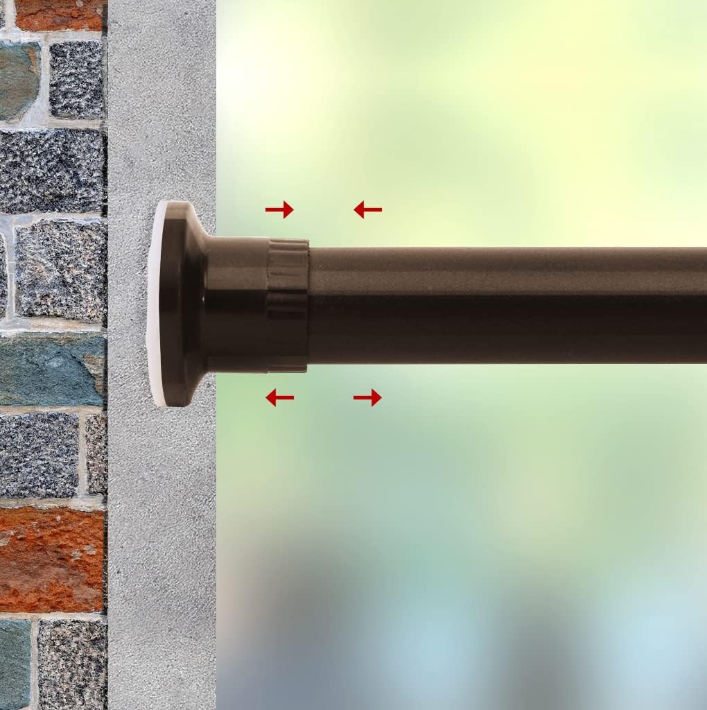 Refrze Room Divider Tension Curtain Rod, 122-150 Inch Tension Shower Curtain Rods, Curtain Rods No Drilling for Window,Adjustable Bathroom Stall Tension Pole-Black