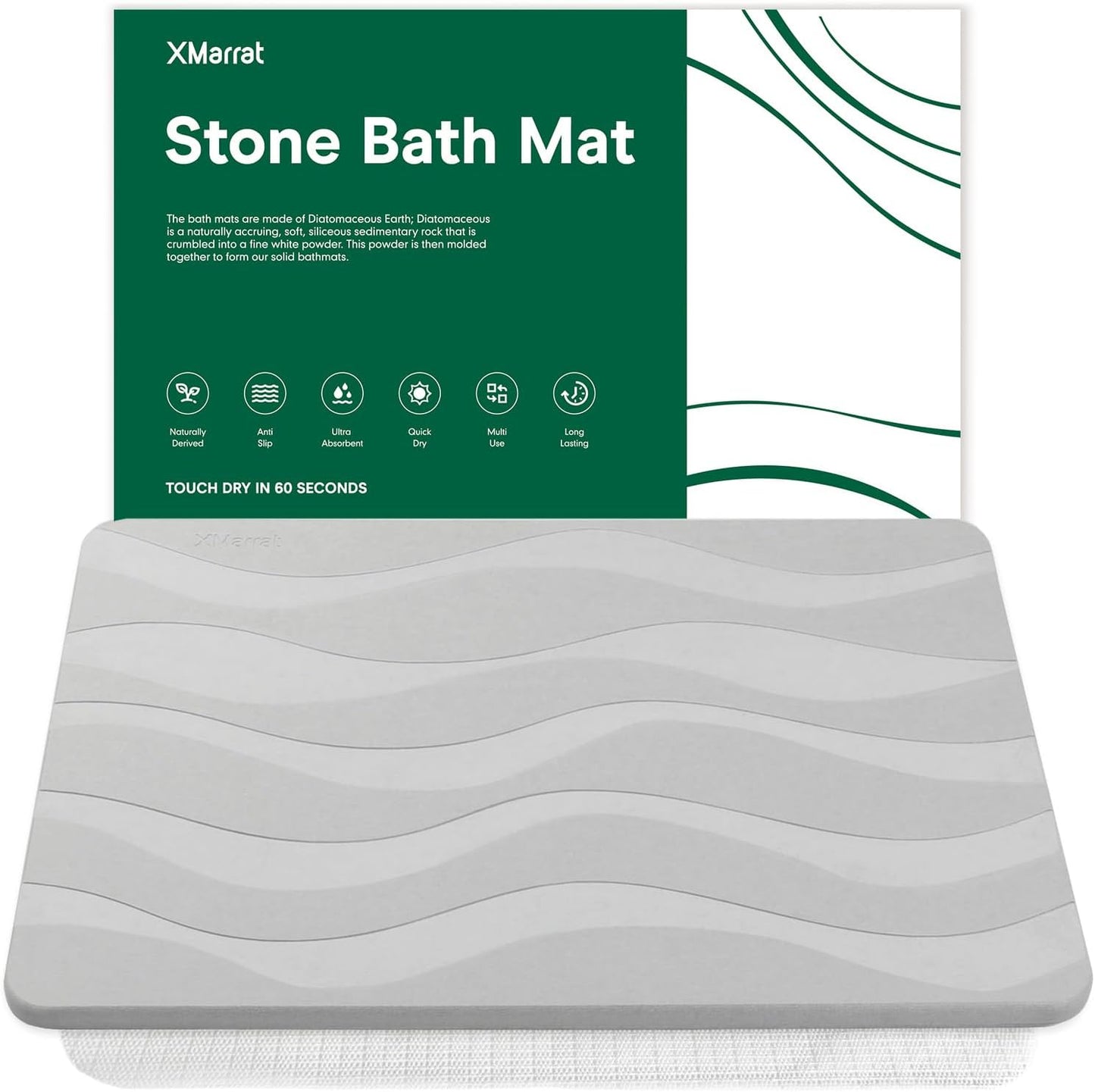Large Stone Bath Mat, Super Absorbent Diatomaceous Earth Bath Mat Large, Quick Drying Non-Slip Diatomite Stone Bath Mats for Bathroom, Easy to Clean (Dark Grey, Extra Large 31.5" x 19.7")