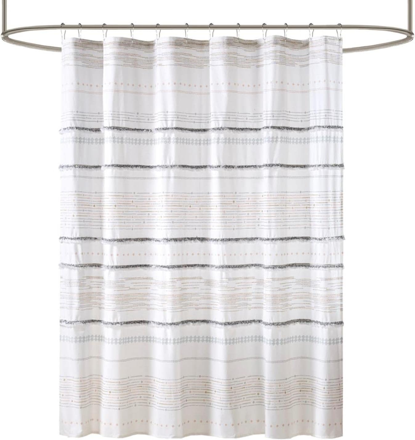 INK+IVY Imani Tufted Chenille 100% Cotton Shower Curtains Machine Washable, Modern Home Bathroom Décor Bathtub Privacy Screen, 72" x 72", Ivory