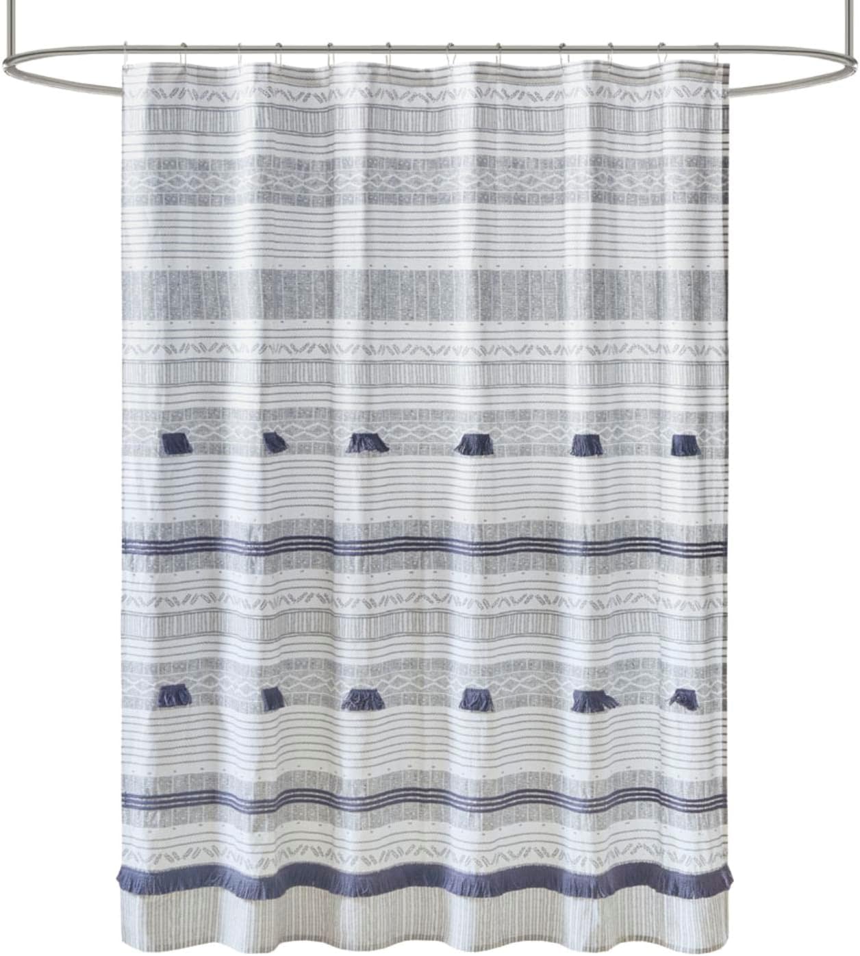 INK+IVY Imani Tufted Chenille 100% Cotton Shower Curtains Machine Washable, Modern Home Bathroom Décor Bathtub Privacy Screen, 72" x 72", Ivory