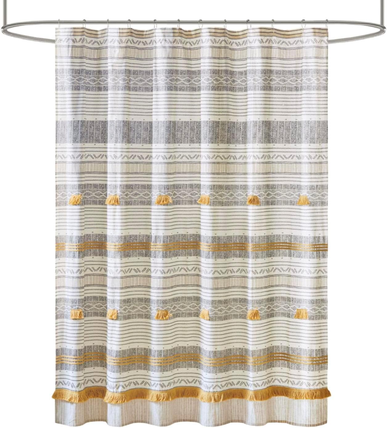 INK+IVY Imani Tufted Chenille 100% Cotton Shower Curtains Machine Washable, Modern Home Bathroom Décor Bathtub Privacy Screen, 72" x 72", Ivory