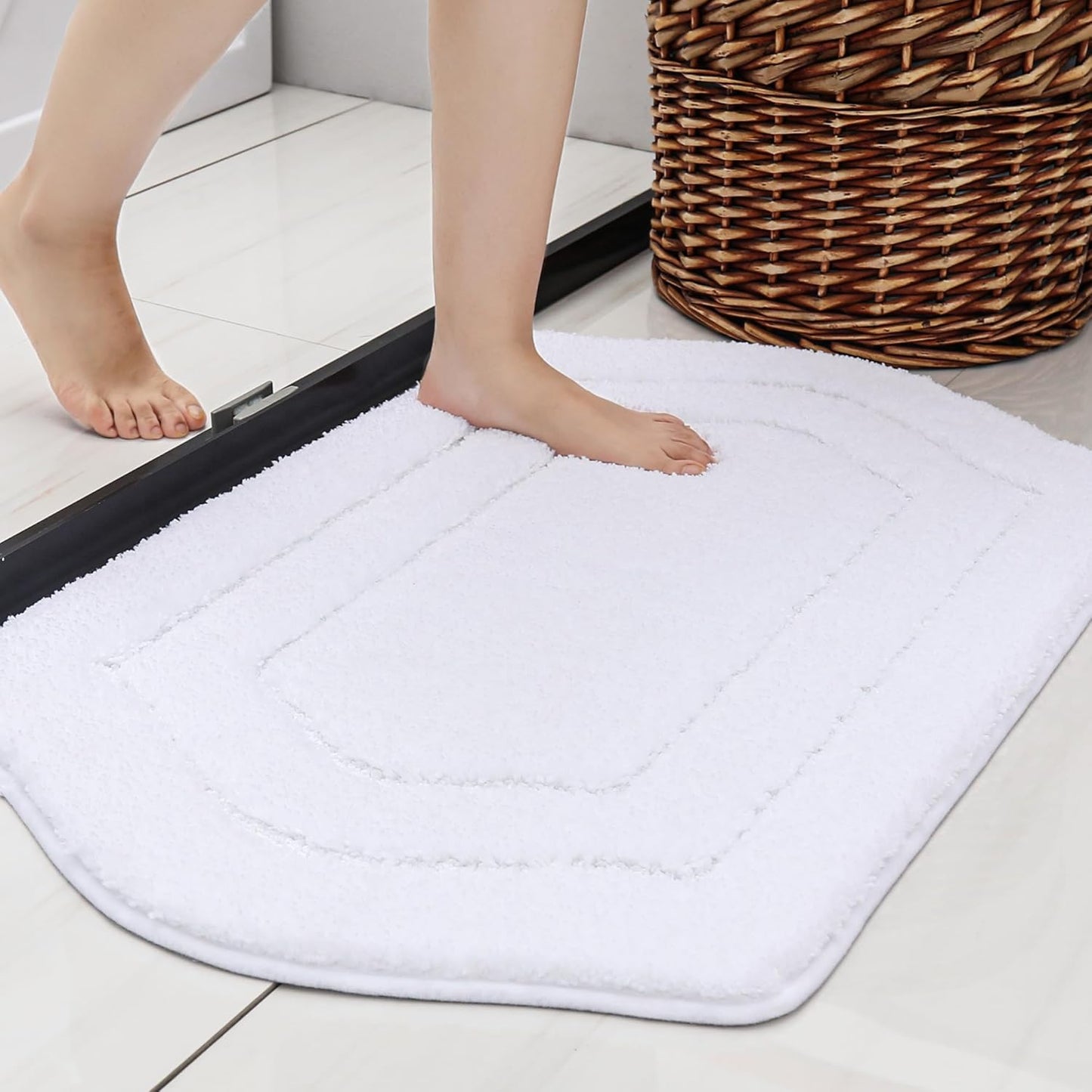 COSY HOMEER Extra Thick Bath Linen Sets Rugs for Bathroom - Anti-Slip Bath Mats Soft Plush 100% Strong Polyester Living Room Bedroom Water Absorbent(Beige,20x32+24x48 -Inches)