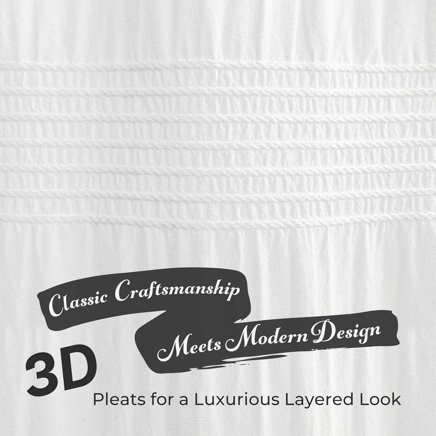 Seasonwood White Shower Curtain Farmhouse Shower Curtain Rustic Striped Cotton Blend Fabric Shower Curtains Heavy Weighted Bathroom Decor, 72 x 72