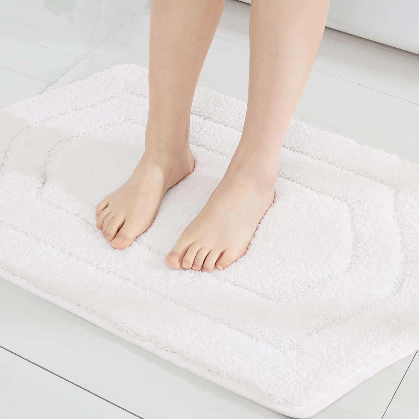 COSY HOMEER Extra Thick Bath Linen Sets Rugs for Bathroom - Anti-Slip Bath Mats Soft Plush 100% Strong Polyester Living Room Bedroom Water Absorbent(Beige,20x32+24x48 -Inches)