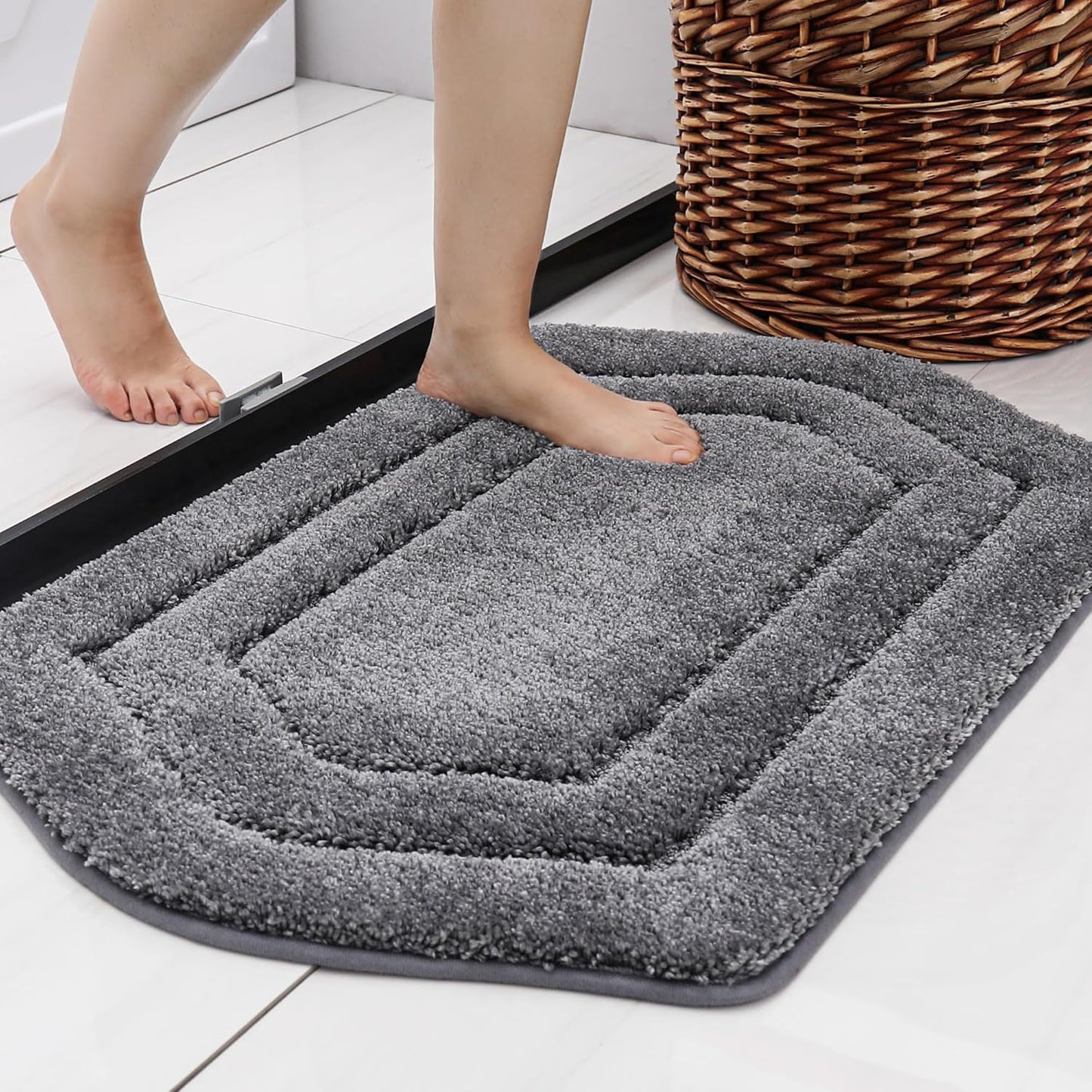 COSY HOMEER Extra Thick Bath Linen Sets Rugs for Bathroom - Anti-Slip Bath Mats Soft Plush 100% Strong Polyester Living Room Bedroom Water Absorbent(Beige,20x32+24x48 -Inches)