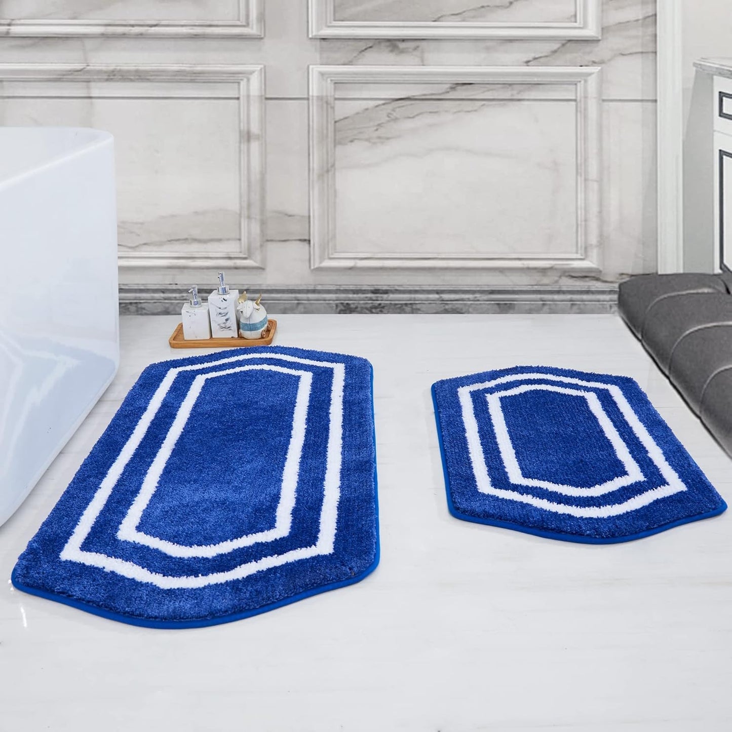 COSY HOMEER Extra Thick Bath Linen Sets Rugs for Bathroom - Anti-Slip Bath Mats Soft Plush 100% Strong Polyester Living Room Bedroom Water Absorbent(Beige,20x32+24x48 -Inches)