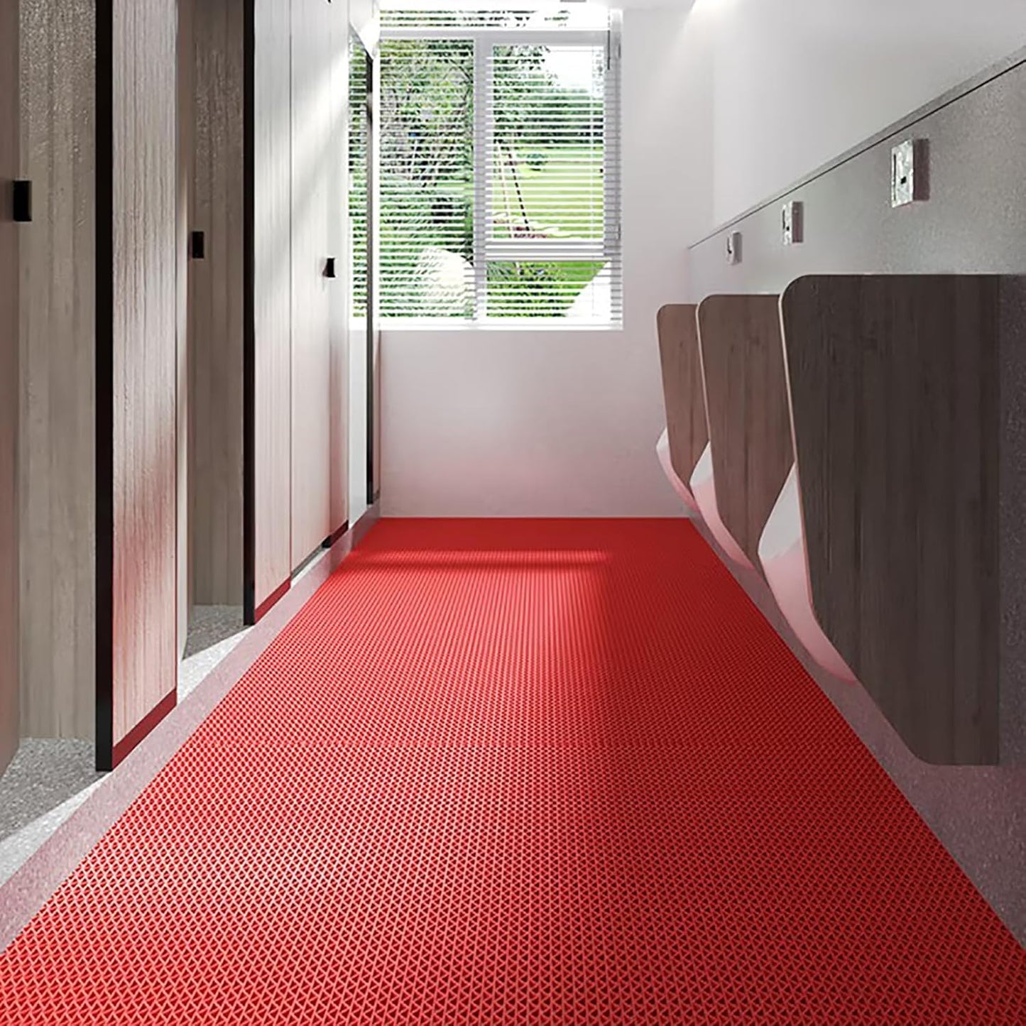 WLWLEO Pool Non Slip Mat Bathroom Anti-Fatigue PVC Rugs 3x20 Ft Heavy Duty Drainage Anti Slip Floor Mats for Commercial Restaurant Kitchen Washroom Sauna SPA Garage Entrance Warehouse,Gray/Grey,0.9×6M