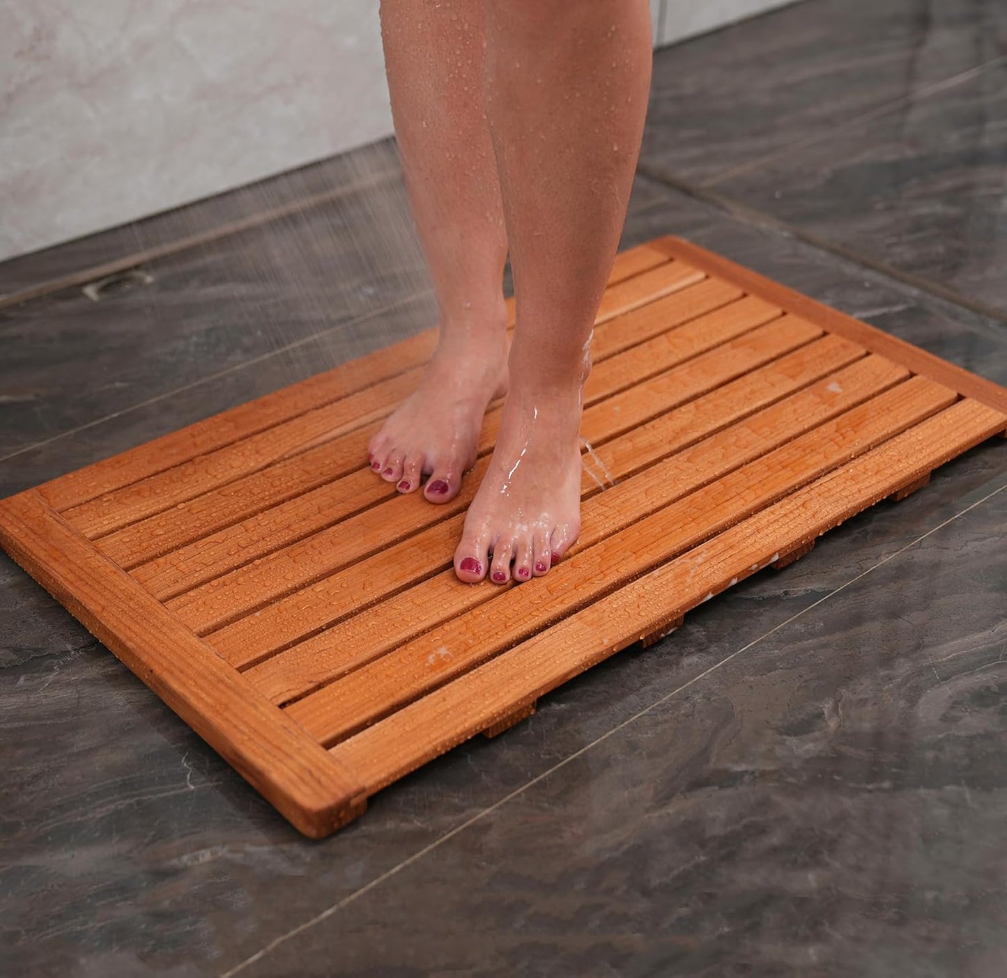 Utoplike (32"x18") Teak Wood Bath Mat, Shower Mat for Bathroom, Wooden Floor Mat Large for Spa Home or Outdoor