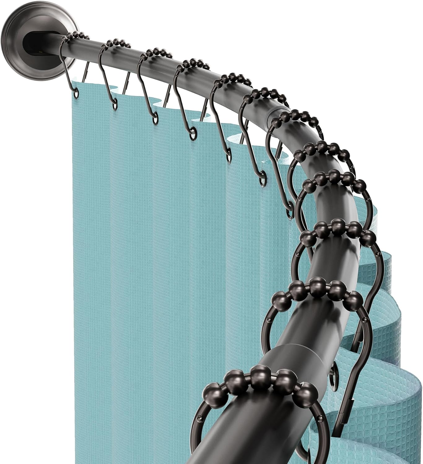 Zenna Home Rustproof Curved Shower Curtain Rod, No Drill Adjustable Curved Tension Shower Curtain Rod for Bathroom, Easy Install, Rounded for Extra Room and Comfort, 50 to 72 Inches, Satin Nickel