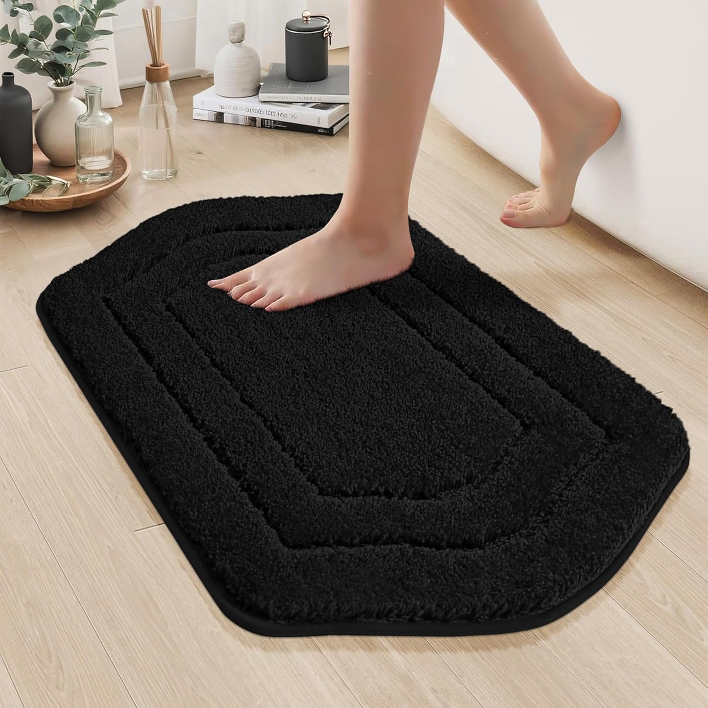 COSY HOMEER Extra Thick Bath Linen Sets Rugs for Bathroom - Anti-Slip Bath Mats Soft Plush 100% Strong Polyester Living Room Bedroom Water Absorbent(Beige,20x32+24x48 -Inches)