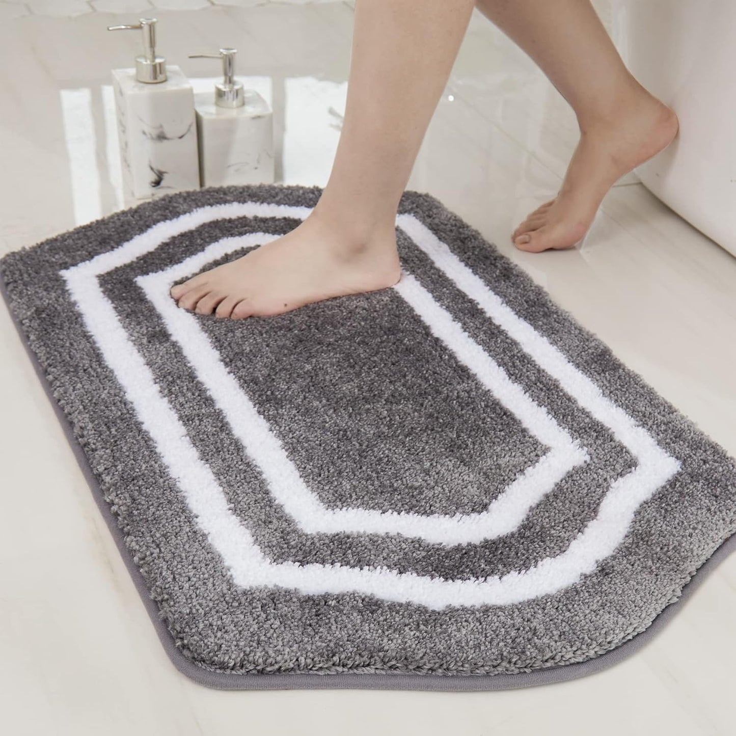 COSY HOMEER Extra Thick Bath Linen Sets Rugs for Bathroom - Anti-Slip Bath Mats Soft Plush 100% Strong Polyester Living Room Bedroom Water Absorbent(Beige,20x32+24x48 -Inches)