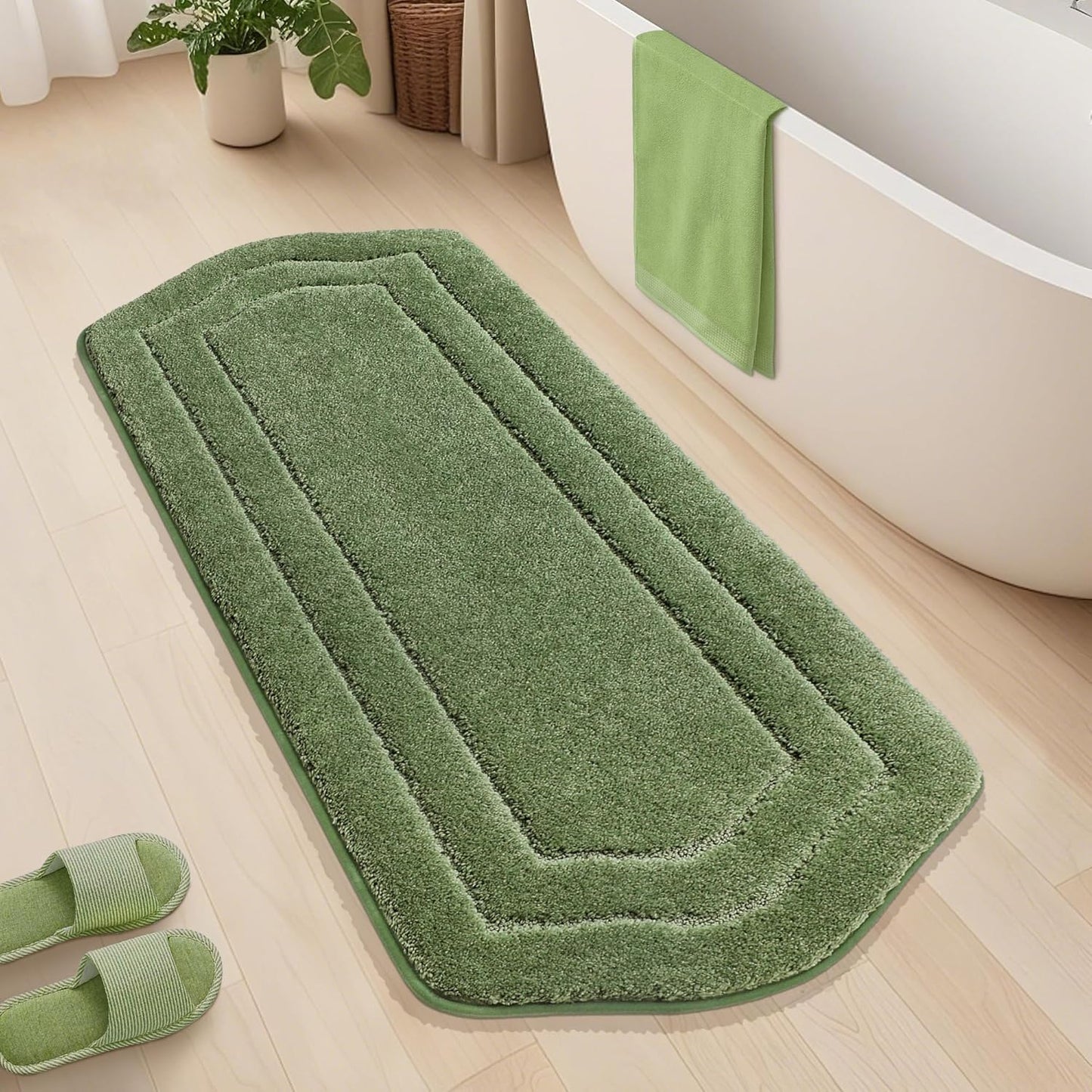 COSY HOMEER Extra Thick Bath Linen Sets Rugs for Bathroom - Anti-Slip Bath Mats Soft Plush 100% Strong Polyester Living Room Bedroom Water Absorbent(Beige,20x32+24x48 -Inches)