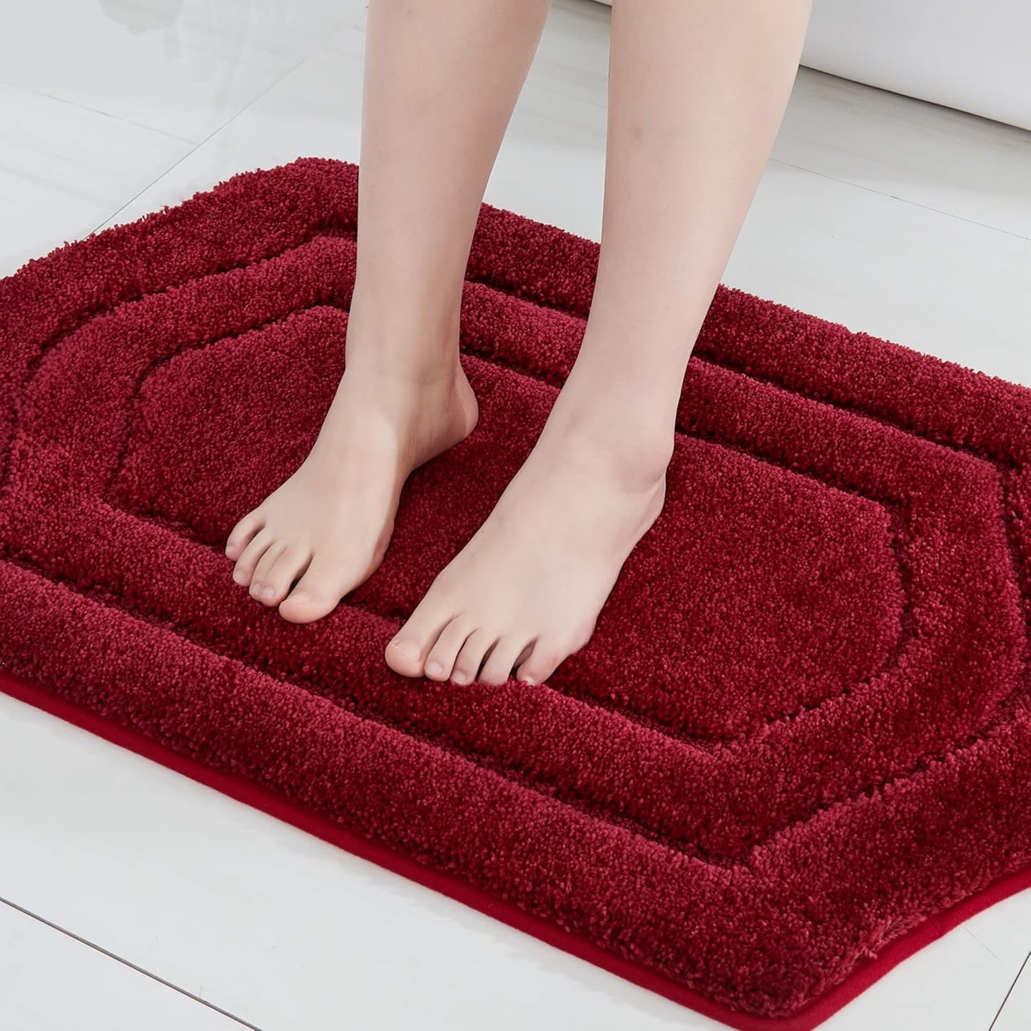 COSY HOMEER Extra Thick Bath Linen Sets Rugs for Bathroom - Anti-Slip Bath Mats Soft Plush 100% Strong Polyester Living Room Bedroom Water Absorbent(Beige,20x32+24x48 -Inches)