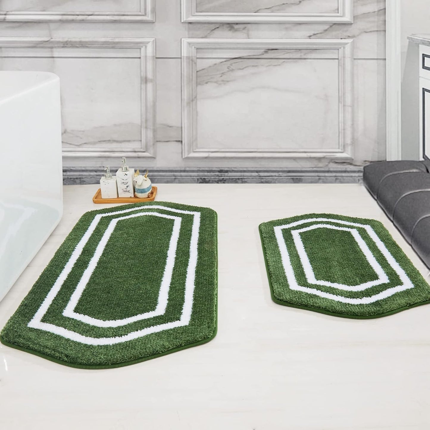 COSY HOMEER Extra Thick Bath Linen Sets Rugs for Bathroom - Anti-Slip Bath Mats Soft Plush 100% Strong Polyester Living Room Bedroom Water Absorbent(Beige,20x32+24x48 -Inches)