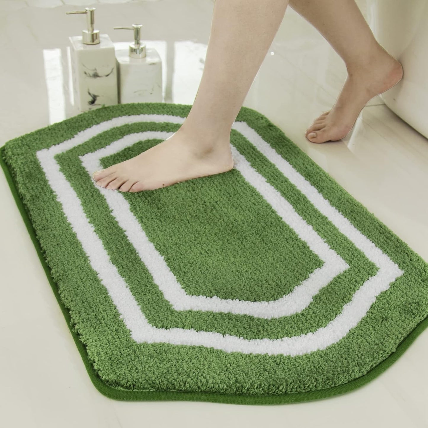 COSY HOMEER Extra Thick Bath Linen Sets Rugs for Bathroom - Anti-Slip Bath Mats Soft Plush 100% Strong Polyester Living Room Bedroom Water Absorbent(Beige,20x32+24x48 -Inches)