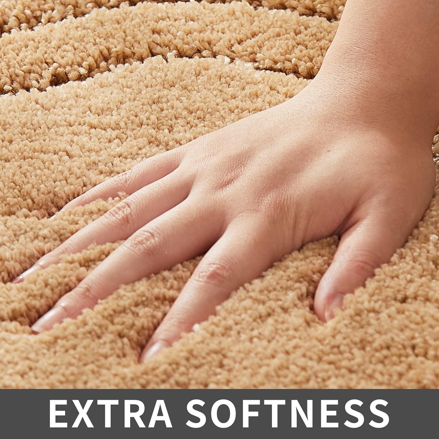 COSY HOMEER Extra Thick Bath Linen Sets Rugs for Bathroom - Anti-Slip Bath Mats Soft Plush 100% Strong Polyester Living Room Bedroom Water Absorbent(Beige,20x32+24x48 -Inches)