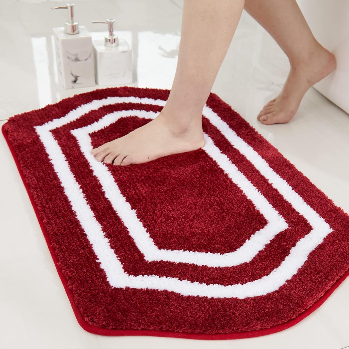 COSY HOMEER Extra Thick Bath Linen Sets Rugs for Bathroom - Anti-Slip Bath Mats Soft Plush 100% Strong Polyester Living Room Bedroom Water Absorbent(Beige,20x32+24x48 -Inches)