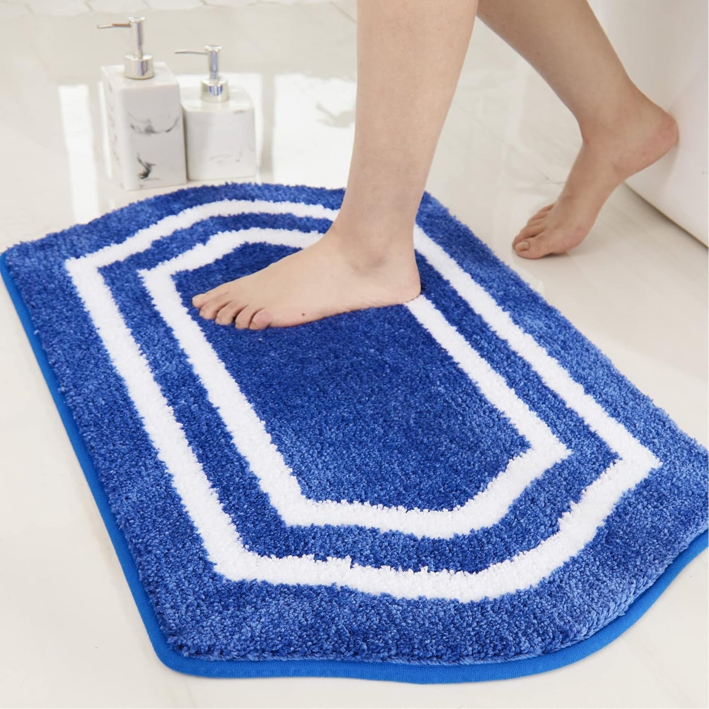 COSY HOMEER Extra Thick Bath Linen Sets Rugs for Bathroom - Anti-Slip Bath Mats Soft Plush 100% Strong Polyester Living Room Bedroom Water Absorbent(Beige,20x32+24x48 -Inches)
