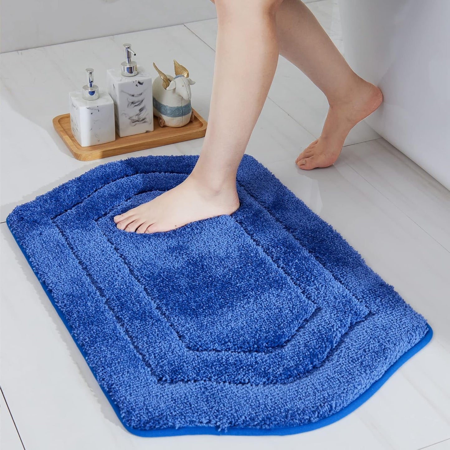 COSY HOMEER Extra Thick Bath Linen Sets Rugs for Bathroom - Anti-Slip Bath Mats Soft Plush 100% Strong Polyester Living Room Bedroom Water Absorbent(Beige,20x32+24x48 -Inches)