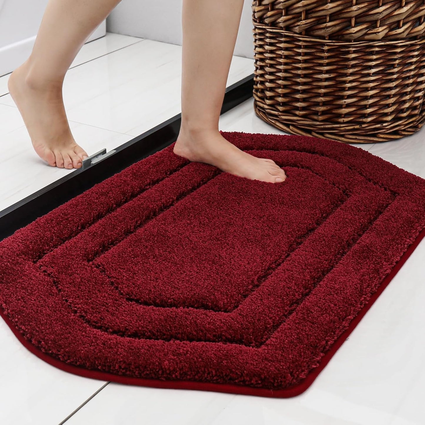 COSY HOMEER Extra Thick Bath Linen Sets Rugs for Bathroom - Anti-Slip Bath Mats Soft Plush 100% Strong Polyester Living Room Bedroom Water Absorbent(Beige,20x32+24x48 -Inches)
