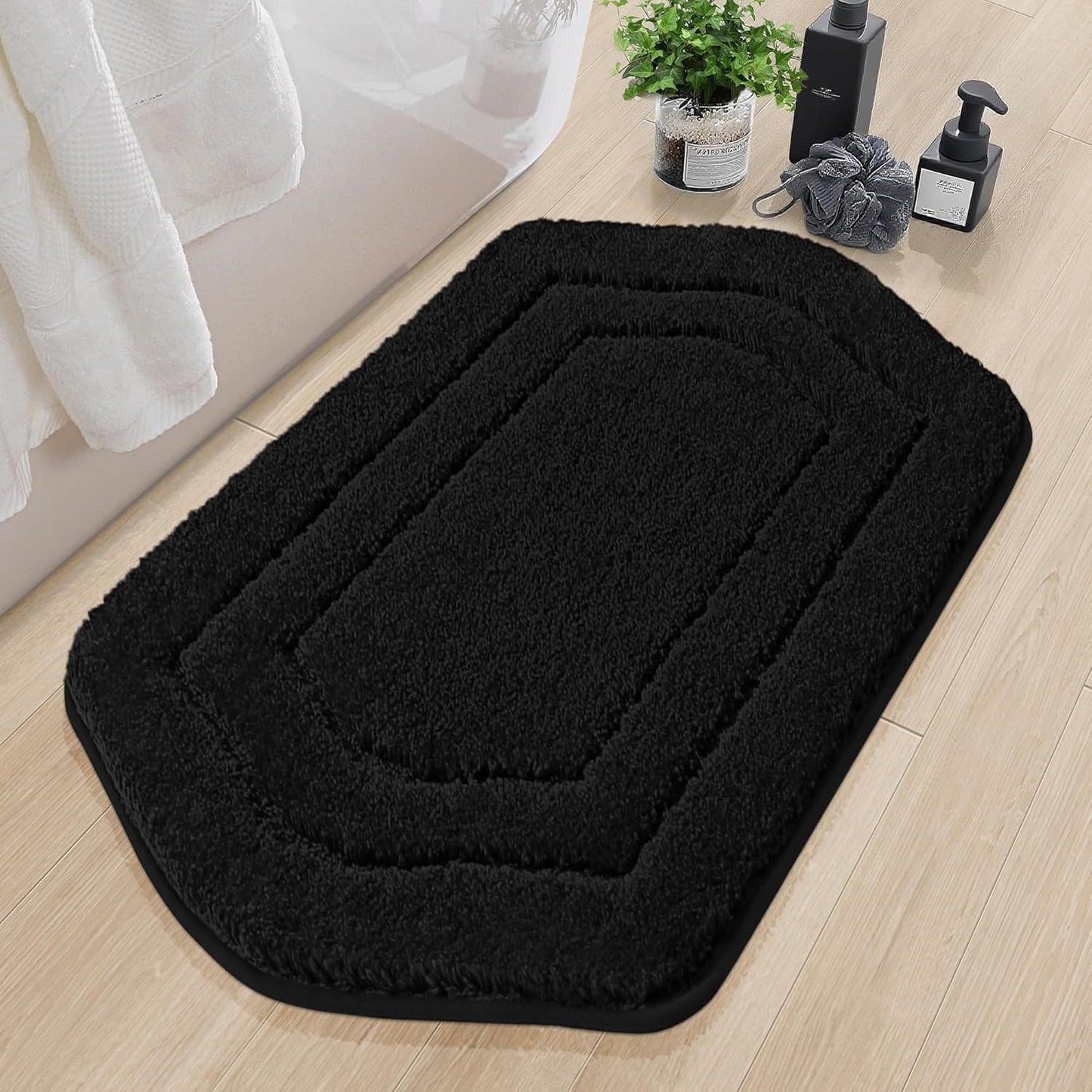 COSY HOMEER Extra Thick Bath Linen Sets Rugs for Bathroom - Anti-Slip Bath Mats Soft Plush 100% Strong Polyester Living Room Bedroom Water Absorbent(Beige,20x32+24x48 -Inches)
