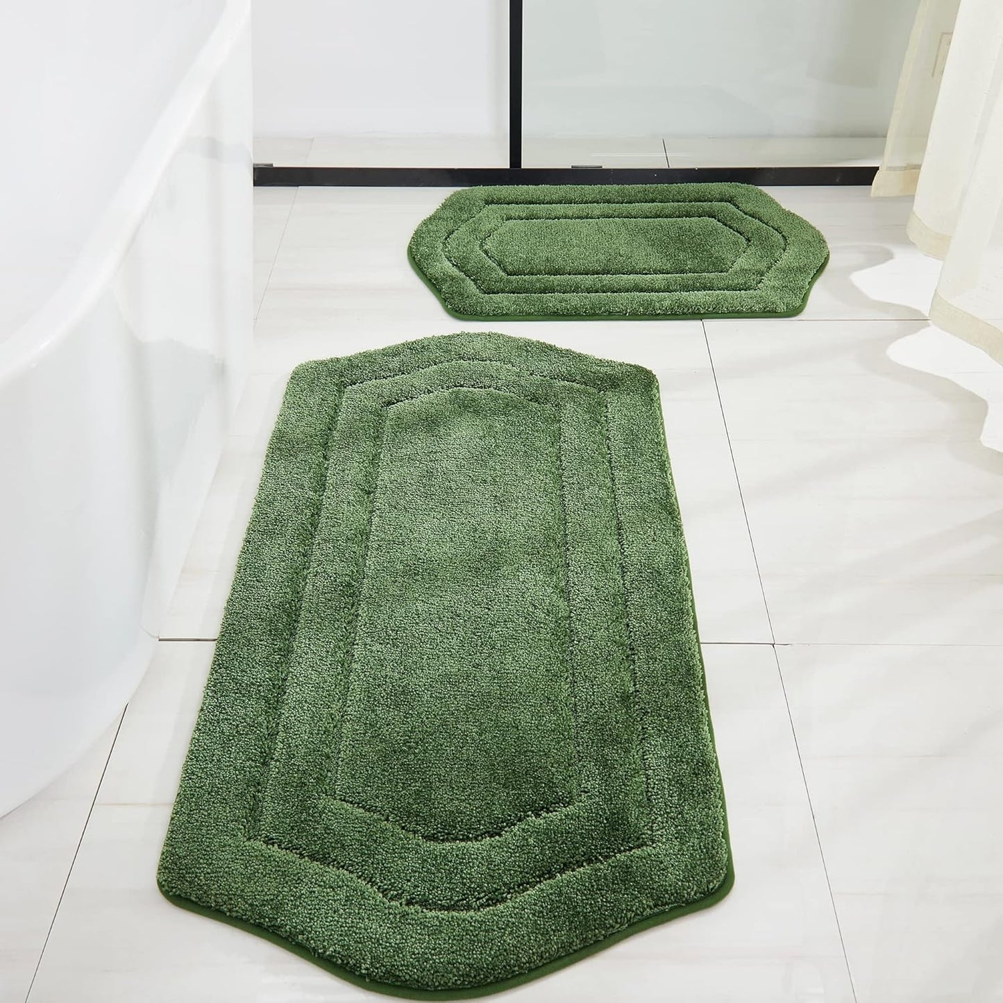 COSY HOMEER Extra Thick Bath Linen Sets Rugs for Bathroom - Anti-Slip Bath Mats Soft Plush 100% Strong Polyester Living Room Bedroom Water Absorbent(Beige,20x32+24x48 -Inches)