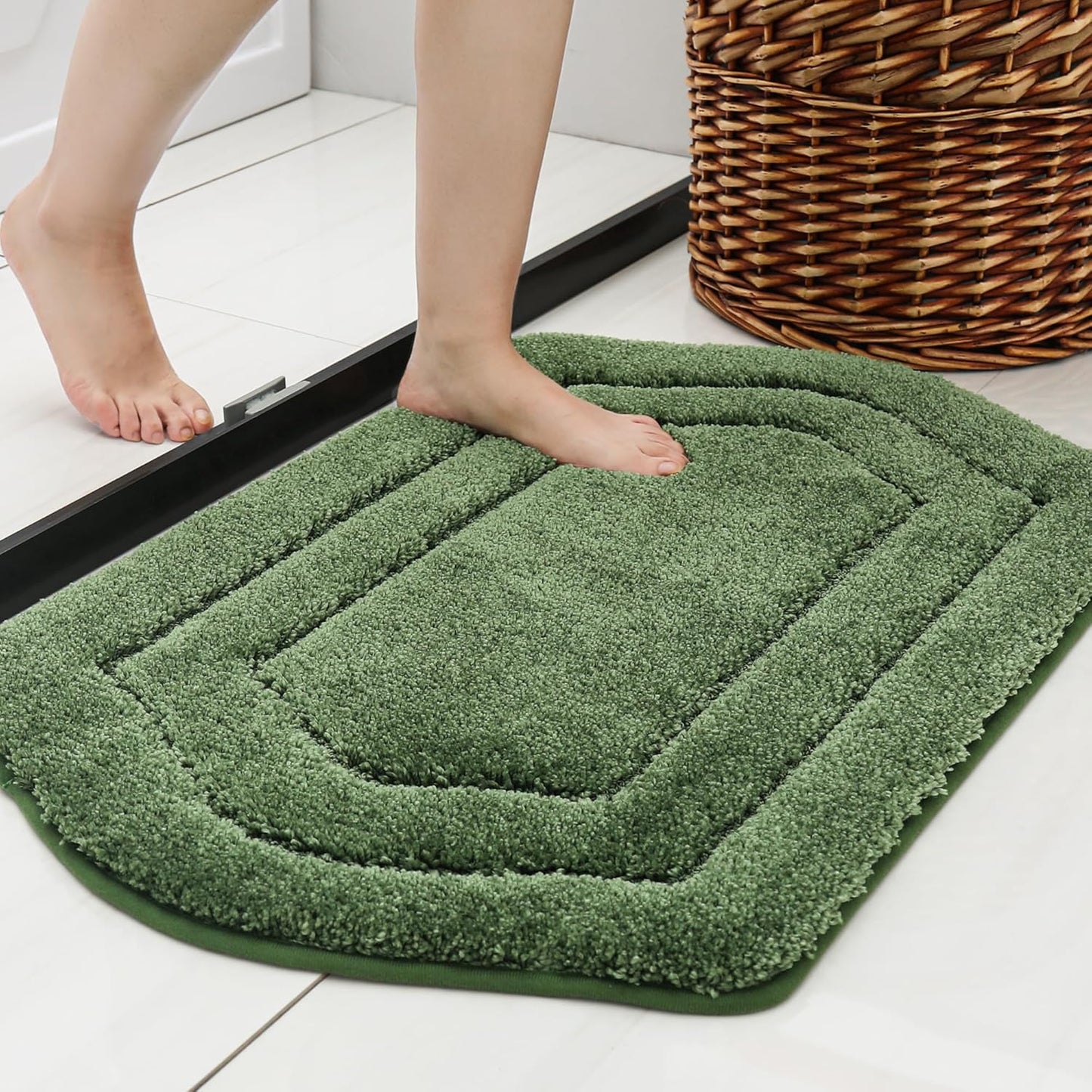 COSY HOMEER Extra Thick Bath Linen Sets Rugs for Bathroom - Anti-Slip Bath Mats Soft Plush 100% Strong Polyester Living Room Bedroom Water Absorbent(Beige,20x32+24x48 -Inches)