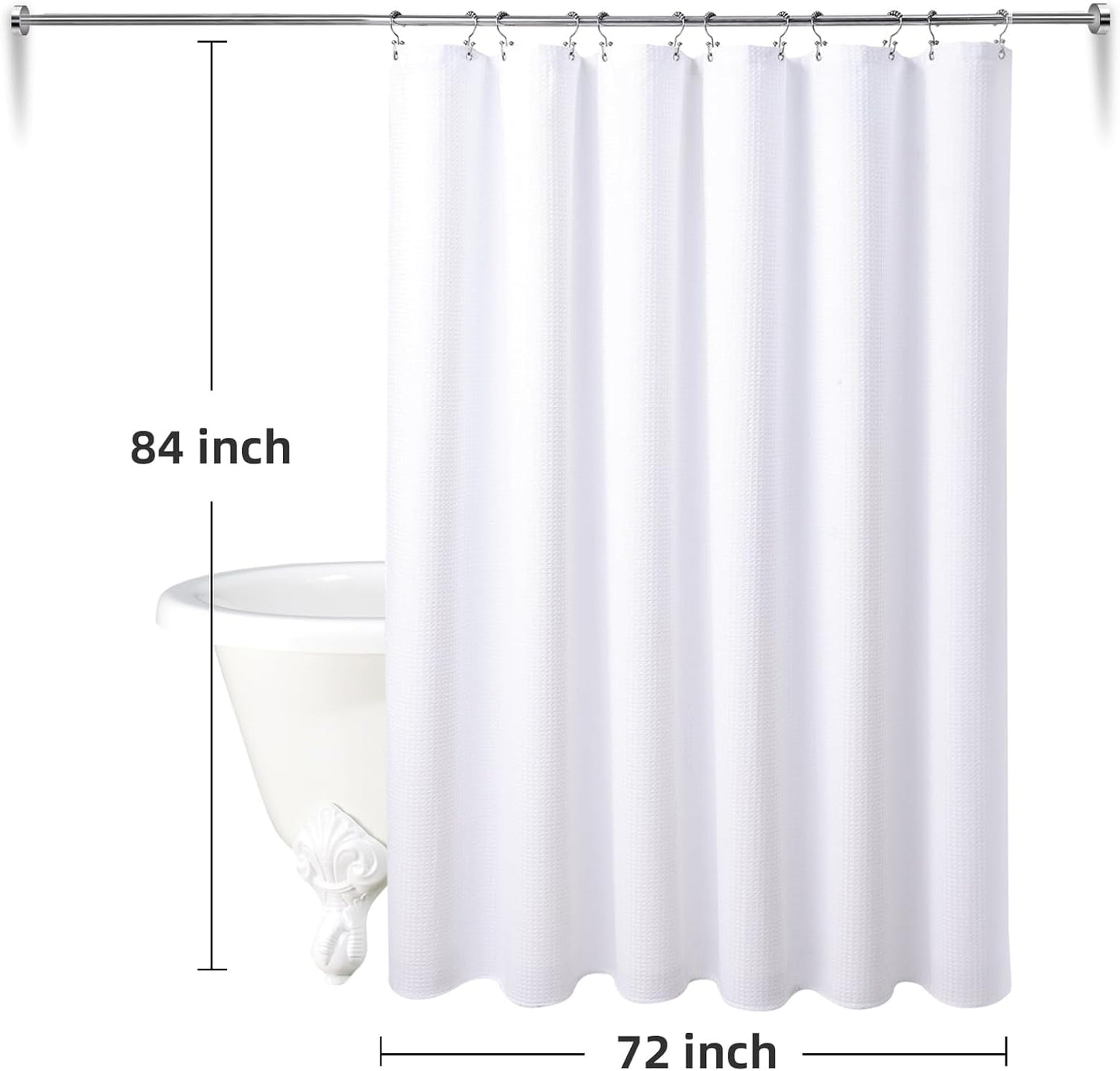 LaCyan 3 in 1 Waterproof Waffle Weave Shower Curtain and Clear Liner Set with 12 Stainless Steel Hooks Double Sided for Bathroom 72 Inches Heavy Duty Polyester Fabric Shower Curtains 72x84