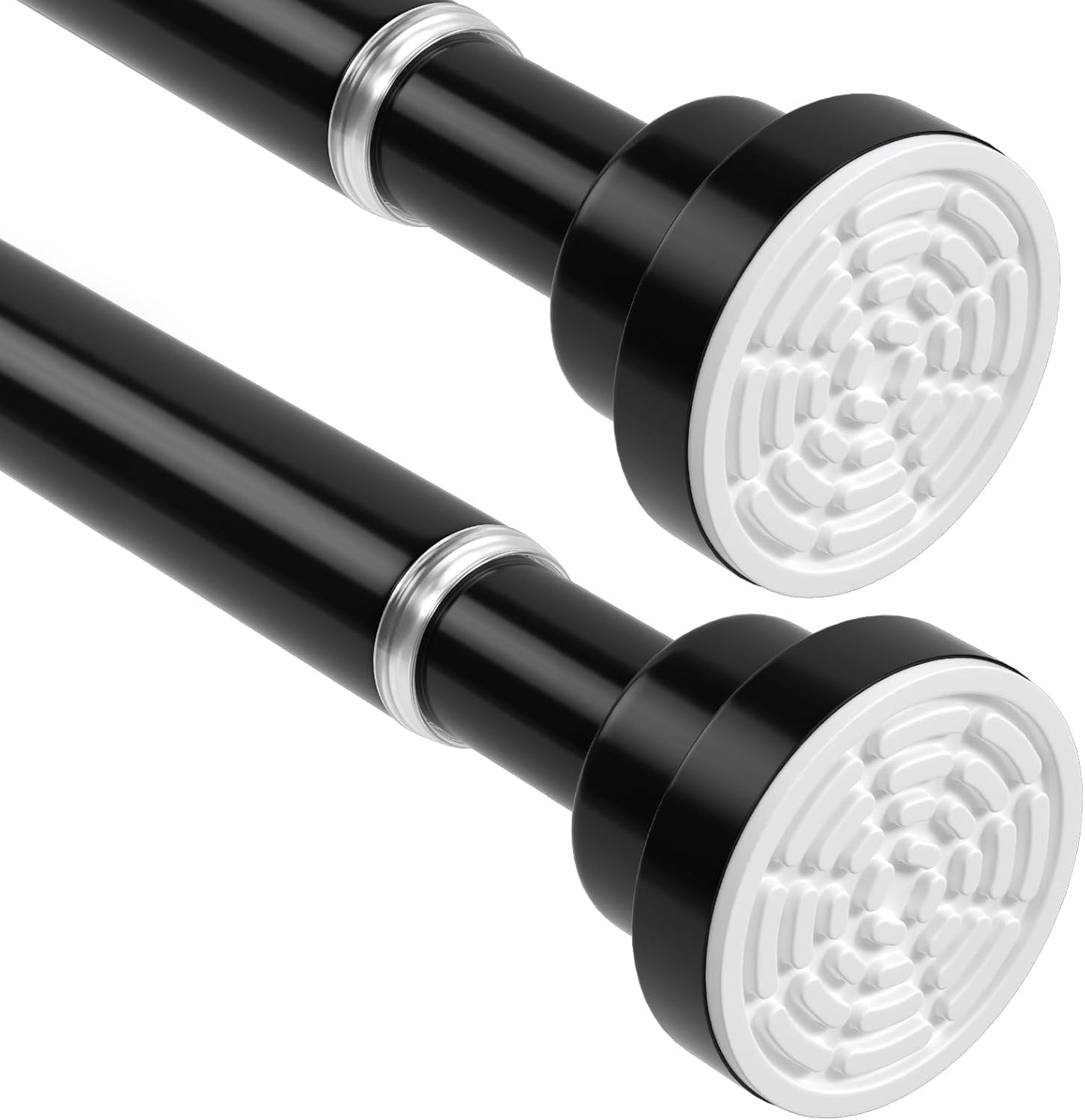 2Pack Shower Curtain Rod 45-78Inch,Tension Curtain Rods,Black Shower Rods for Bathroom, Spring Tension Rod No Drilling for Window,Closet, Door