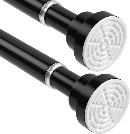 2Pack Shower Curtain Rod 45-78Inch,Tension Curtain Rods,Black Shower Rods for Bathroom, Spring Tension Rod No Drilling for Window,Closet, Door