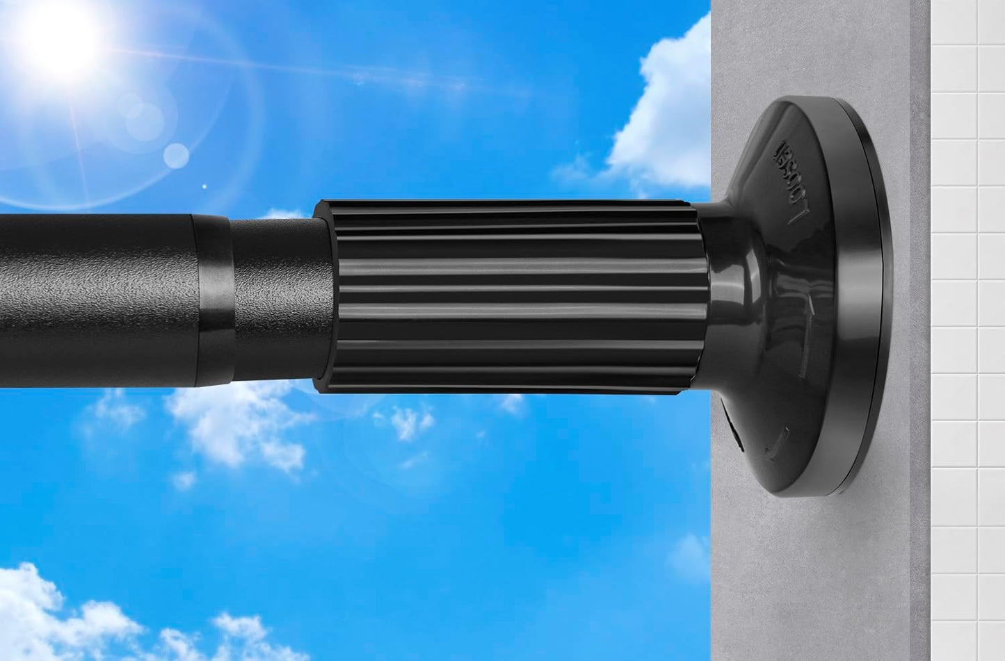 Tension Shower Curtain Rod 51-126In(4.25-10.5Ft), Long Shower Curtain Rod No Drilling for Window or Bathroom Patio, Adjustable Spring Shower Rod, Easy to Install Never Rust Rod Diameter 1.26Inch-Black