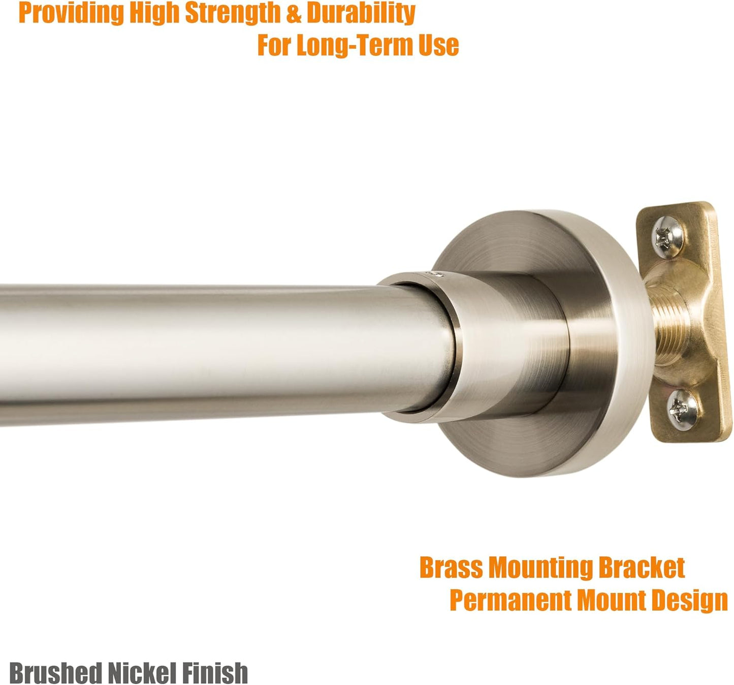 Artiwell Heavy Duty Shower Rod, Adjustable Shower Curtain Rod, Expandable 47-84 Inch, Permanent Mount Shower Rod, Never Rust Stainless Steel For Window Curtain and Closet, Brushed Nickel