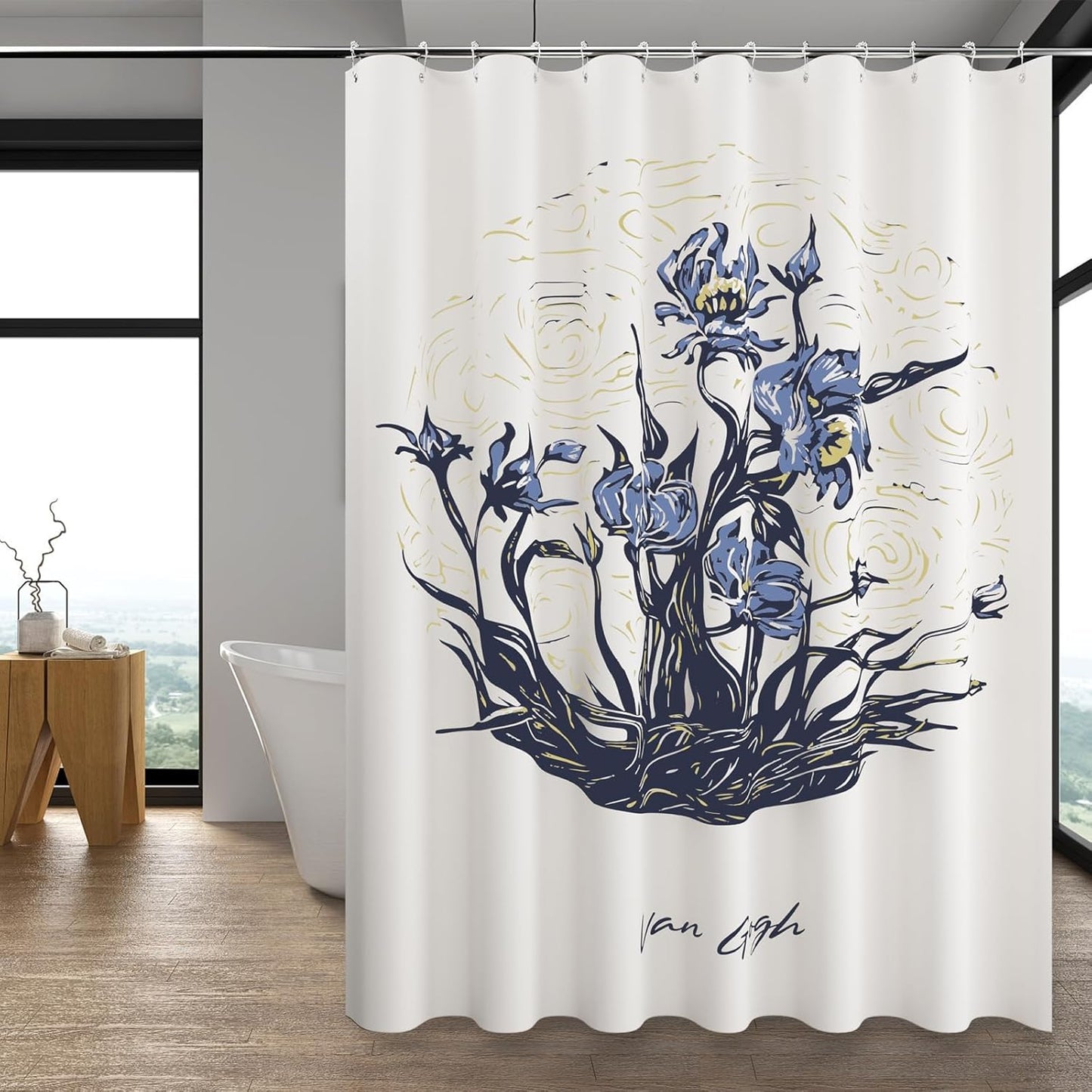 LaCyan 3 in 1 Waterproof Waffle Weave Shower Curtain and Clear Liner Set with 12 Stainless Steel Hooks Double Sided for Bathroom 72 Inches Heavy Duty Polyester Fabric Shower Curtains 72x84