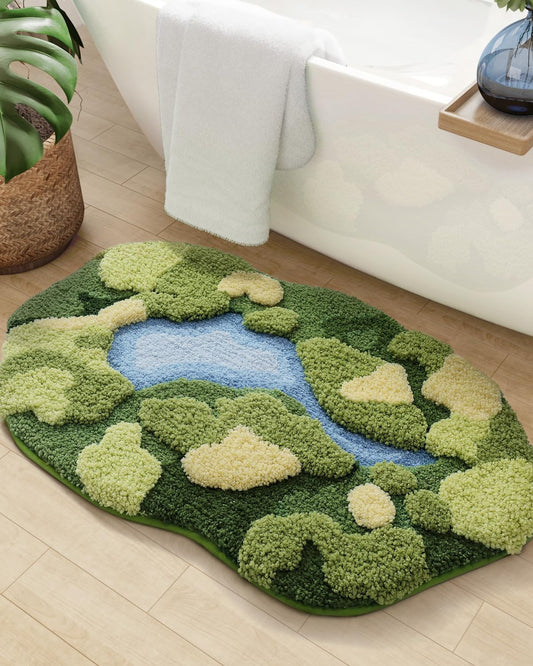 DEXI Moss Bath Mat, Ultra Thick Soft Green Bathroom Rug, Water Absorbent Non Slip Microfiber Rugs for Shower Floor, Sink, Bedroom, Home Accessories Decor, 24x43, Moss Green