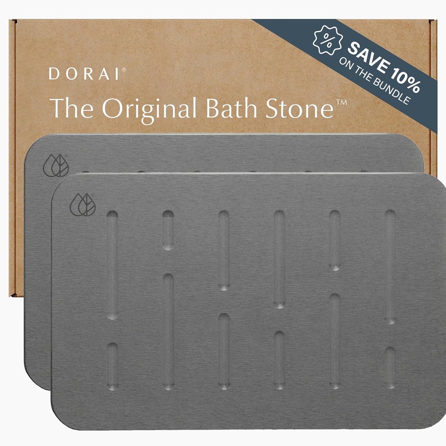 Dorai Home Bath Stone – Luxury Quick-Drying Stone Bath Mat, Non-Slip Surface, Rubberized Bottom Pad, Rain Slate