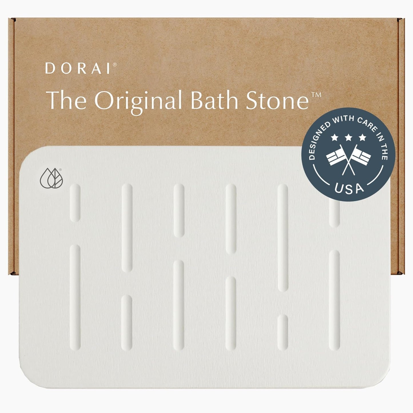 Dorai Home Bath Stone – Luxury Quick-Drying Stone Bath Mat, Non-Slip Surface, Rubberized Bottom Pad, Rain Slate