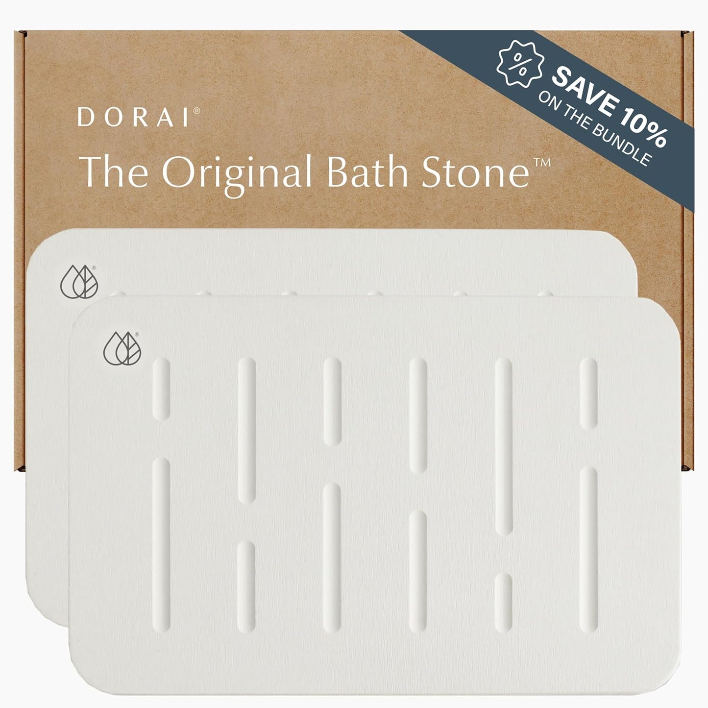 Dorai Home Bath Stone – Luxury Quick-Drying Stone Bath Mat, Non-Slip Surface, Rubberized Bottom Pad, Rain Slate