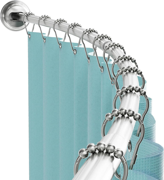 Zenna Home Rustproof Curved Shower Curtain Rod, No Drill Adjustable Curved Tension Shower Curtain Rod for Bathroom, Easy Install, Rounded for Extra Room and Comfort, 50 to 72 Inches, Satin Nickel
