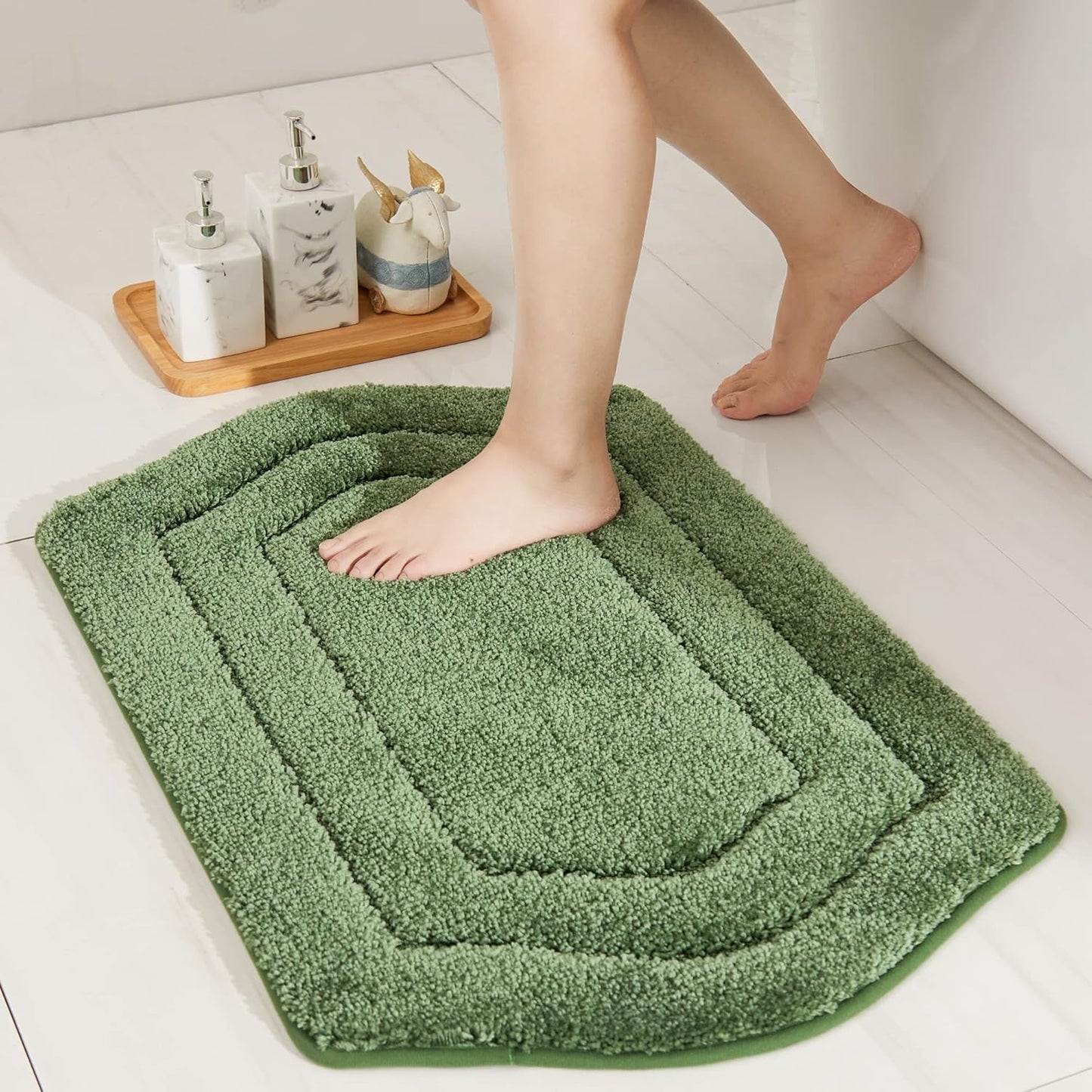 COSY HOMEER Extra Thick Bath Linen Sets Rugs for Bathroom - Anti-Slip Bath Mats Soft Plush 100% Strong Polyester Living Room Bedroom Water Absorbent(Beige,20x32+24x48 -Inches)