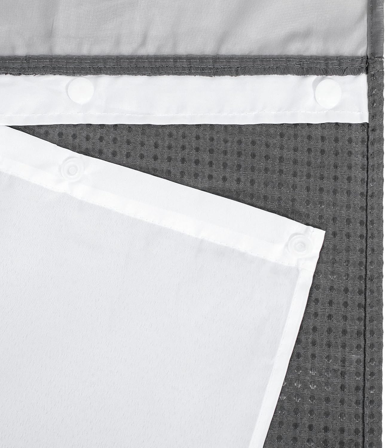 River Dream Heavyweight No Hooks Required Dotted Waffle Weave Shower Curtain with Snap in Liner - 71W x 74H,Hotel Grade,Spa Like Bath Curtain,Graphite Grey