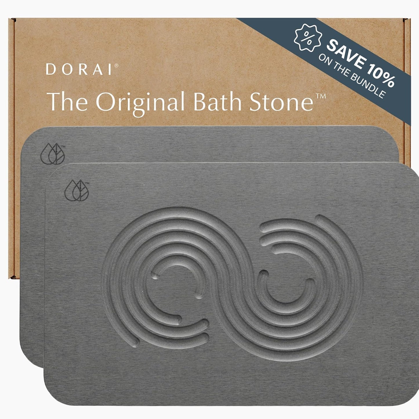 Dorai Home Bath Stone – Luxury Quick-Drying Stone Bath Mat, Non-Slip Surface, Rubberized Bottom Pad, Rain Slate