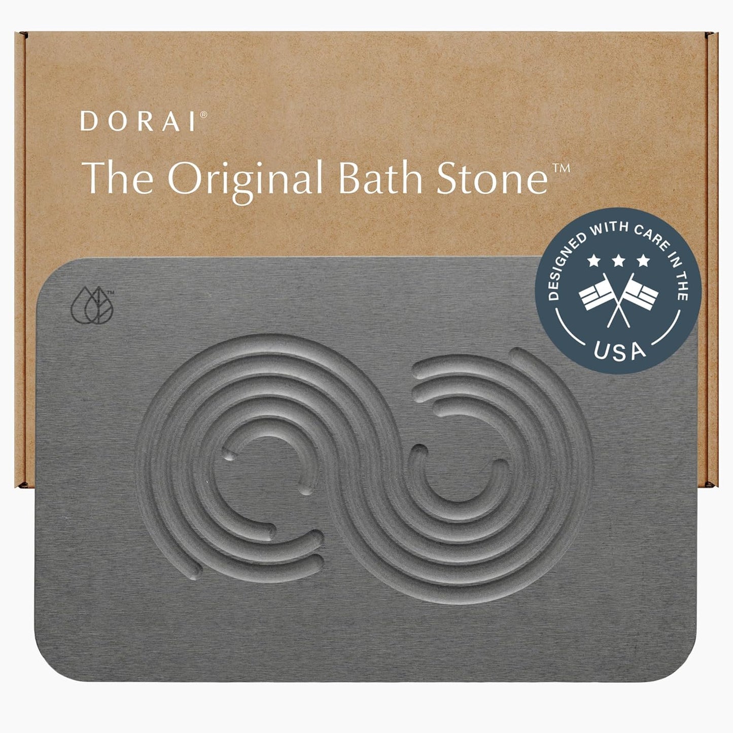 Dorai Home Bath Stone – Luxury Quick-Drying Stone Bath Mat, Non-Slip Surface, Rubberized Bottom Pad, Rain Slate
